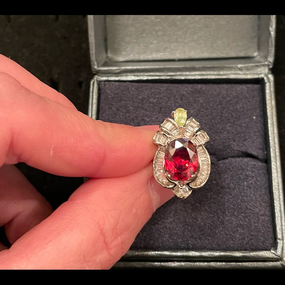 Solid Sterling Silver Garnet Peridot And Moissani… - image 3